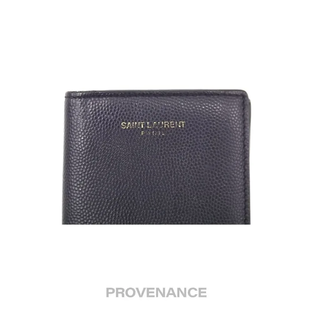 🔴 Saint Laurent Paris SLP Pocket Card Wallet - Navy Leather